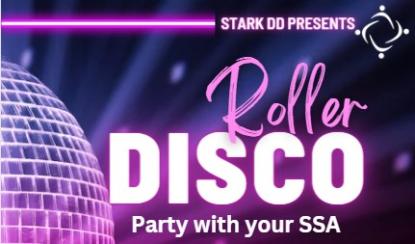 disco ball with purple/pink background Roller Disco