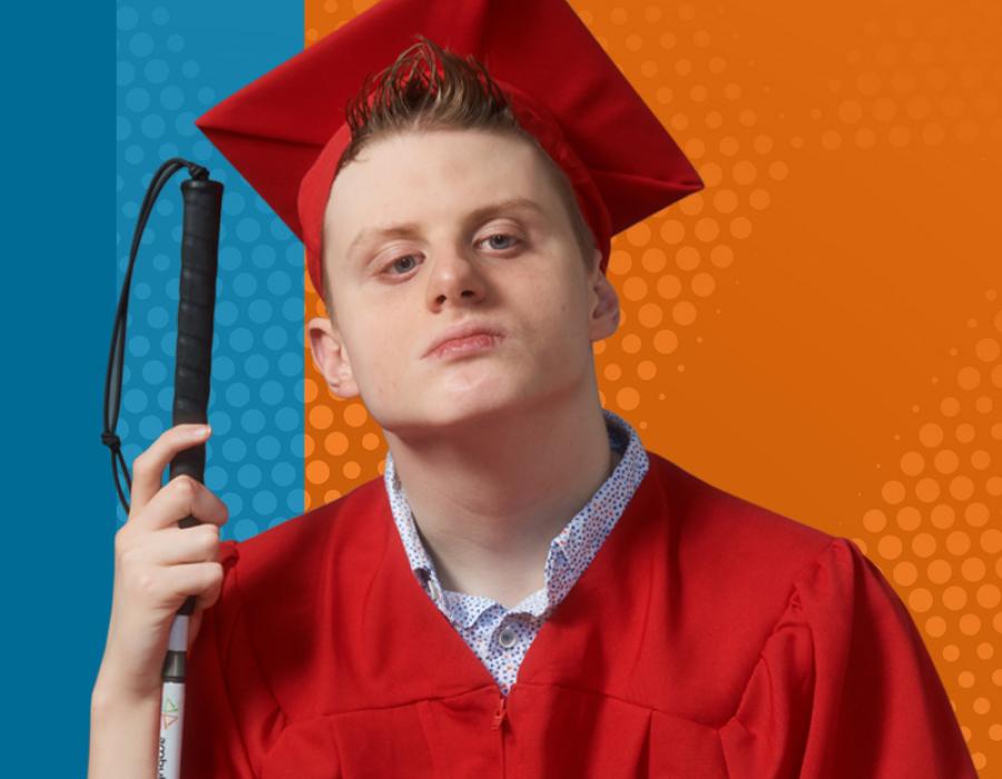 young man in graduation cap and gown