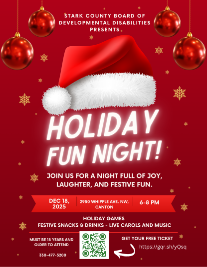 red with santa hat, snowflakes, christmas balls and white text