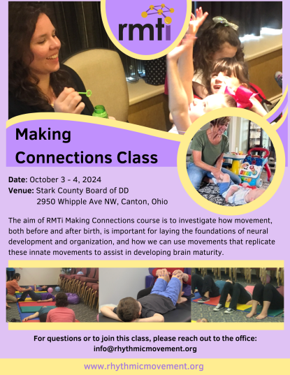 purple with photos of adults exercising children