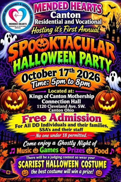 colorful flyers with pumpkins, ghosts, spiders with text about event